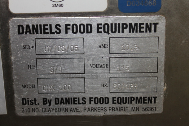 Daniels DMX 100 Stainless Steel Commercial Floor Style Meat Mixer on Commercial Casters. 115 Volts, 1 Phase. Tested and Working! - Image 11 of 11