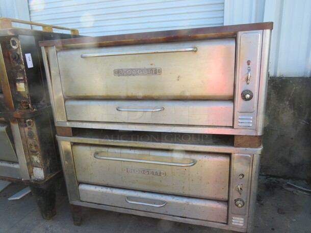 One Double Stack Natural Gas Blodgett Pizza Oven. Model# 1048-L-B. $44,102.00.  60X45X64 - Image 1 of 4