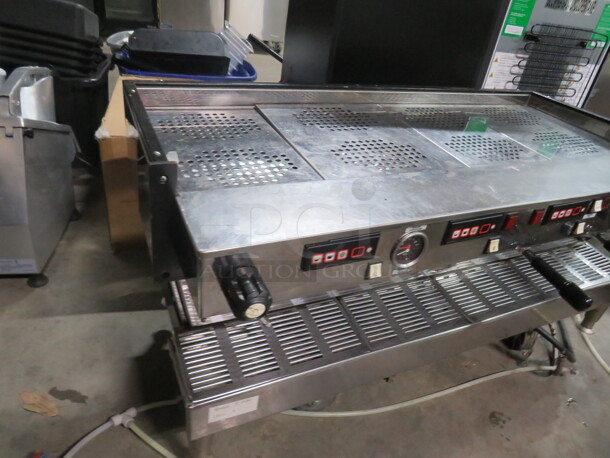 One WORKING LA Marzocco 4 Group Espresso Machine. Model# Linea 4 AV. 220 Volt. 1 Phase. 46.5X24X22. $26,740.00. - Image 2 of 3