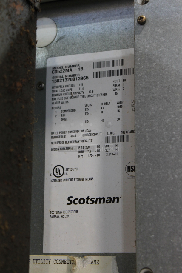 Scotsman Prodigy C0522MA-1B Stainless Steel Commercial Ice Head on Commercial Ice Bin. 115 Volts, 1 Phase. - Image 6 of 6