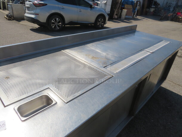 One Stainless Steel Work Station With 4 Sliding Doors, Drain And Under Storage. 96X34X38 - Image 2 of 2