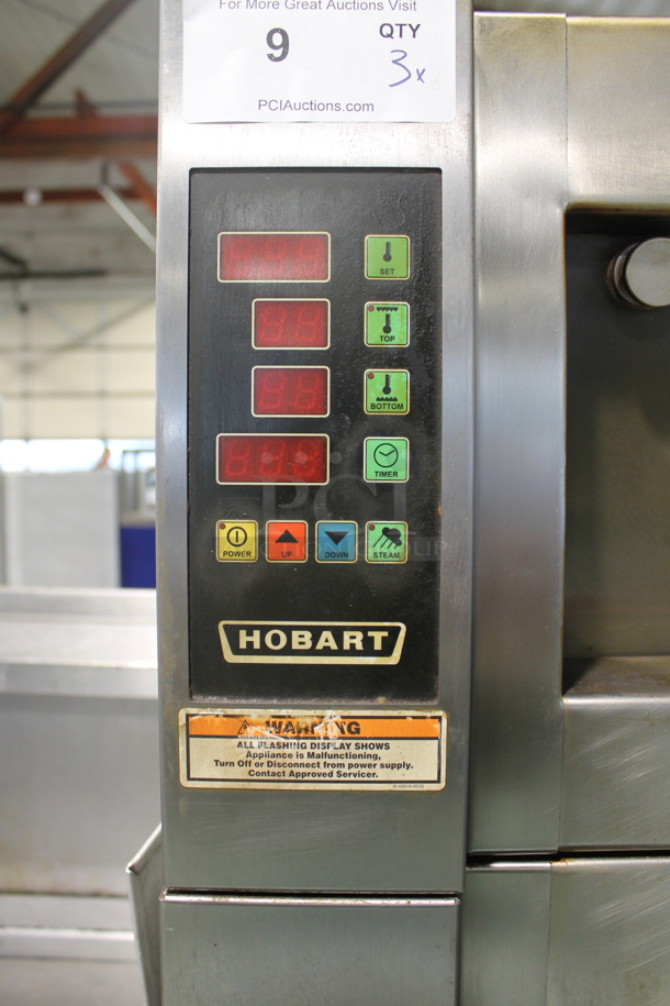 Hobart HWD03D Stainless Steel Commercial Electric Powered Triple Deck Bakery Oven on Pan Rack w/ Commercial Casters. 208 Volts, 3 Phase.  - Image 3 of 11