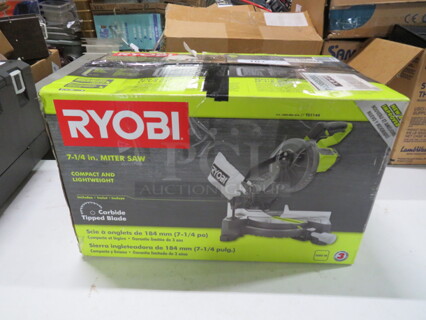 One Ryobi 7-1/4 Inch Miter Saw.