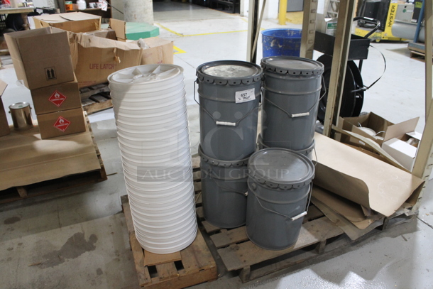 ALL ONE MONEY! TWO PALLET LOT of Various Items Including Gray Buckets and White Lids. BUYER MUST REMOVE. - Image 2 of 3