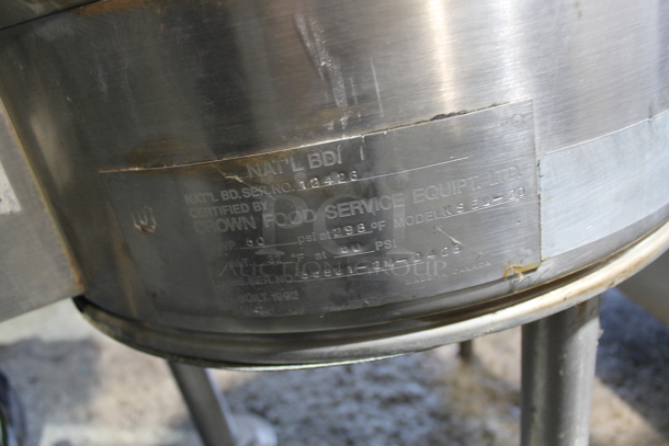 Crown KSED-20 Stainless Steel Commercial Floor Style Electric Powered Steam Kettle. 208 Volts, 3 Phase.  - Image 6 of 6