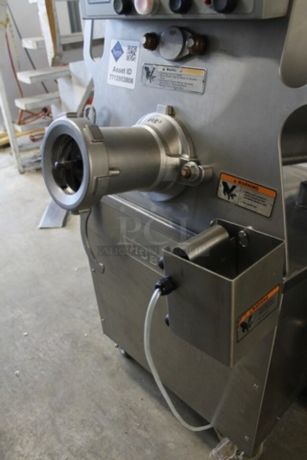 2016 Hobart MG2032 Metal Commercial Floor Style Electric Powered Meat Mixer Grinder w/ Foot Pedal on Commercial Casters. 208 Volts, 3 Phase. - Image 4 of 5