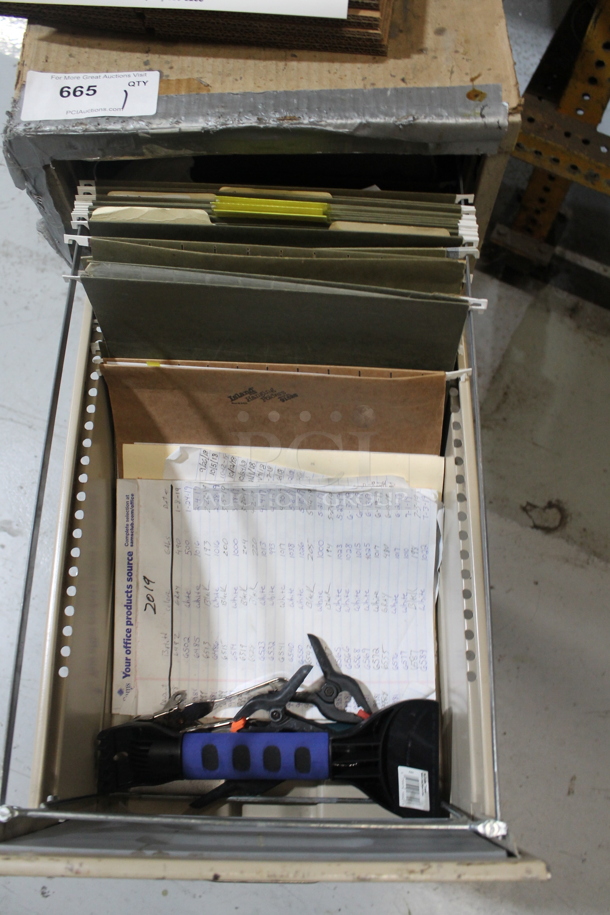 Metal 2 Drawer Filing Cabinet w/ Contents. BUYER MUST REMOVE. - Image 4 of 5