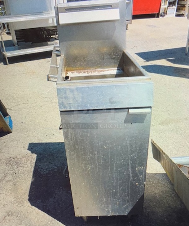 One Vulcan Stainless Steel Natural Gas Deep Fryer. Model# EF3. 16X30X48 - Image 1 of 2