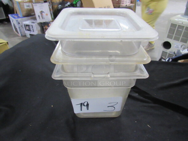 1/6 Size 6 Inch Deep Food Storage Container With Lid. 3XBID