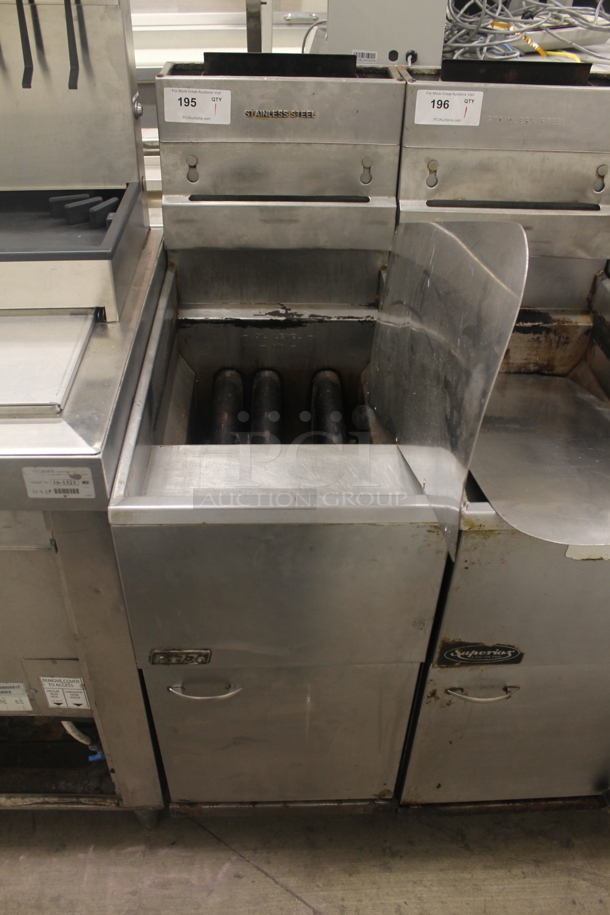 2010 Pitco 35C+S Commercial Stainless Steel Natural Gas Floor Fryer On Commercial Casters. BTU 90,000. 