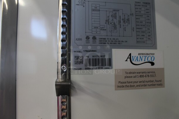 Avantco 178A49RHC Stainless Steel Commercial 2 Door Reach In Cooler w/ Poly Coated Racks on Commercial Casters. 115 Volts, 1 Phase. Tested and Working! - Image 5 of 5