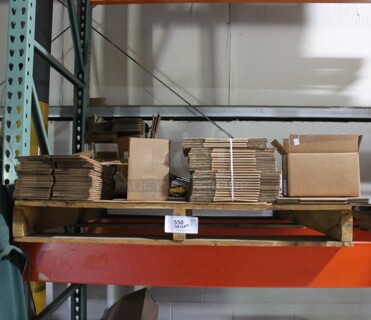 ALL ONE MONEY! PALLET LOT of Various Cardboard Boxes. BUYER MUST REMOVE.