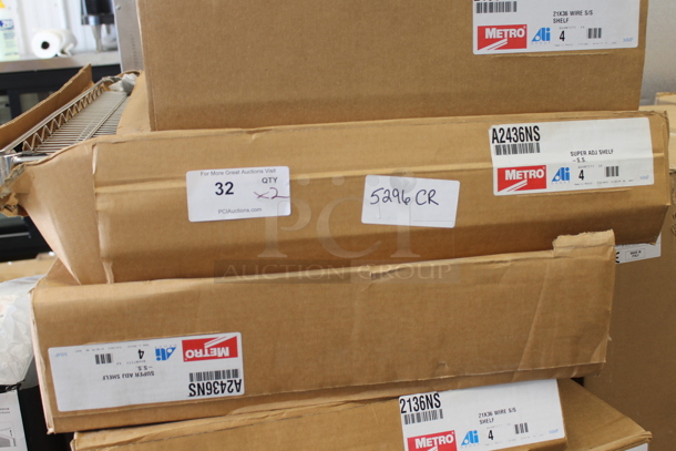 2 BRAND NEW! Boxes of 4 Metro A2436NS Chrome Finish Wire Shelves. 2 Times Your Bid! - Image 1 of 4