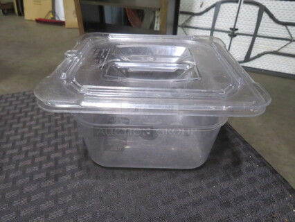 1/6 Size 4 Inch Deep Food Storage Container With Lid. 2XBID