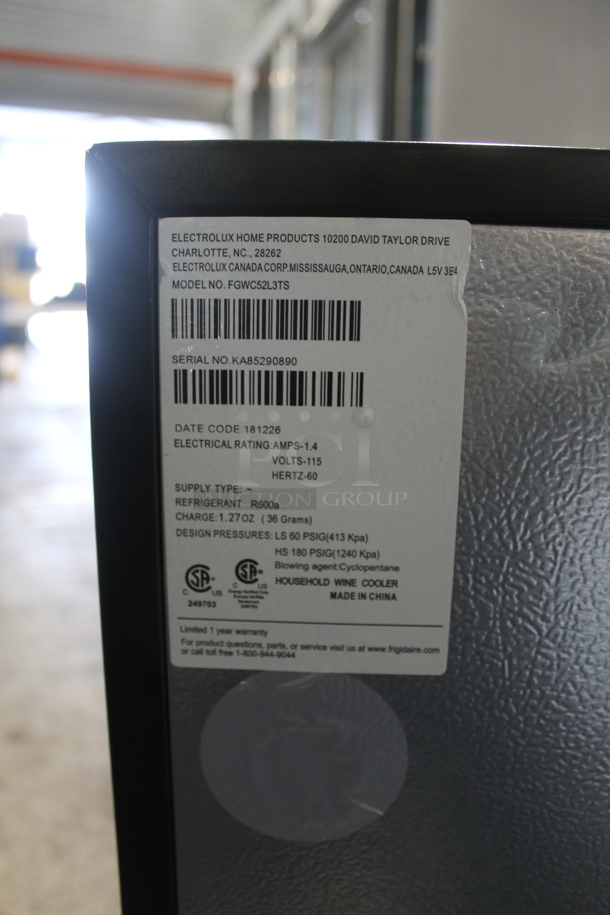 Electrolux FGWC52L3TS Metal Commercial Mini Cooler Merchandiser. 115 Volts, 1 Phase. Tested and Powers On But Does Not Get Cold - Image 7 of 7