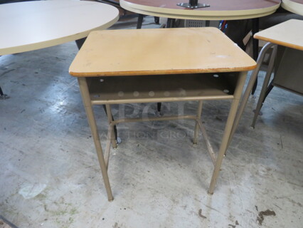 One VINTAGE Metal School Desk. 24X18X29.5