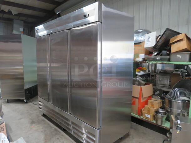 One NEW NEW NEW Motak 3 Door Refrigerator With 9 Racks On Casters. Model# MSD-3DR-BAL-X. 80X32X83 - Image 2 of 6