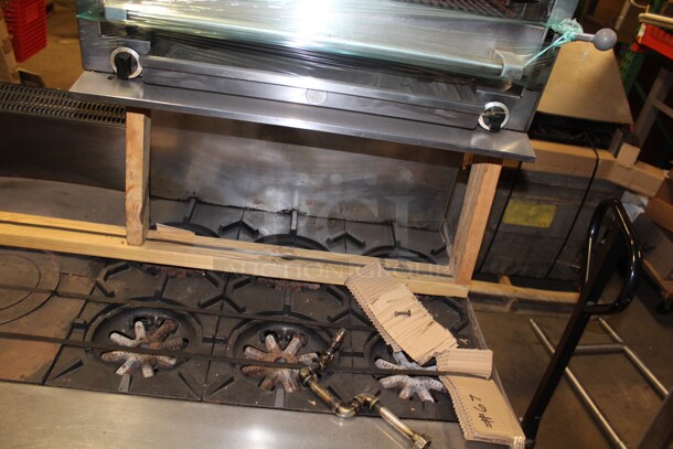 AWESOME! Garland Natural Gas 6 Burner Range With 2 Full Size Ovens, Stock Pot Rings,Storage Space And Garland Salmander. 83x38x67.5. Working When Pulled! - Image 3 of 6