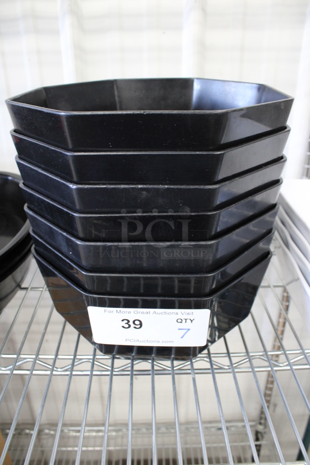 7 Black Octagonal Poly Trays. 9.5x9.5x4. 7 Times Your Bid!