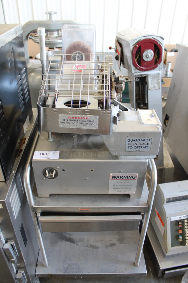 Hollymatic Super Model 54 Stainless Steel Commercial Countertop Patty Former on Stainless Steel Equipment Stand. Tested and Does Not Power On - Image 1 of 7