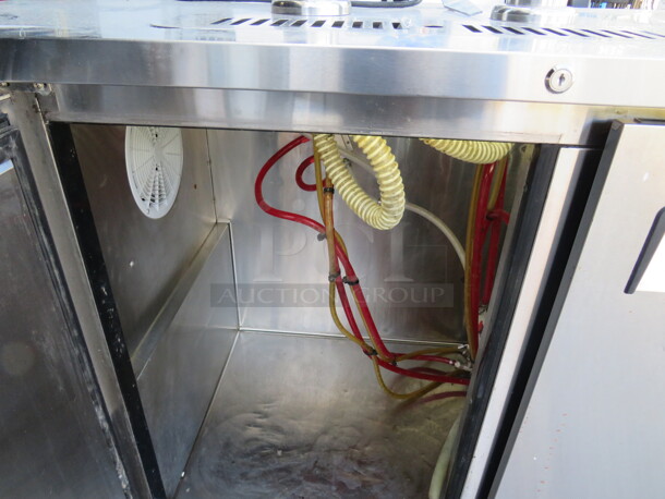 One WORKING Atosa 2 Door Kegorator With 2 Towers And 4 Taps. 115 Volt. Model# MKC58GR. 57X27X40  - Image 2 of 3