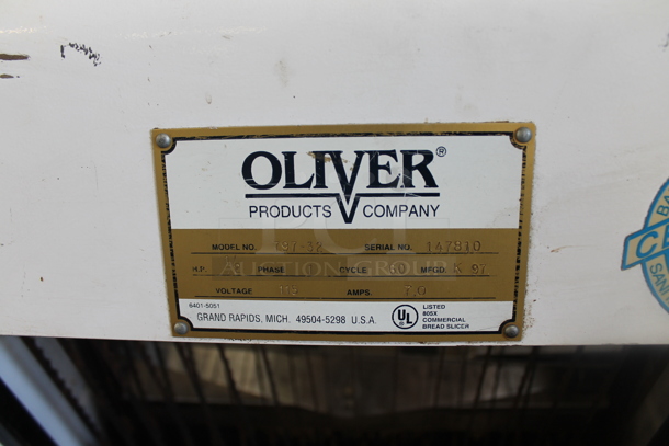 Oliver 797-32 Metal Commercial Floor Style Bread Loaf Slicer. 115 Volts, 1 Phase. Cannot Test Due To Cut Power Cord  - Image 4 of 6