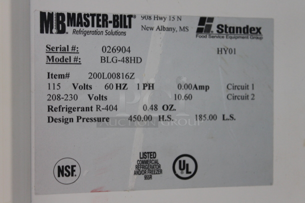 Master-Bilt BLG-48HD Metal Commercial 2 Door Reach In Freezer Merchandiser w/ Poly Coated Racks. 208-230 Volts, 1 Phase. - Image 3 of 7