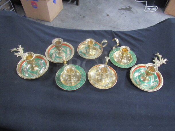 One Lot of 7 Christmas Candle Holders.
