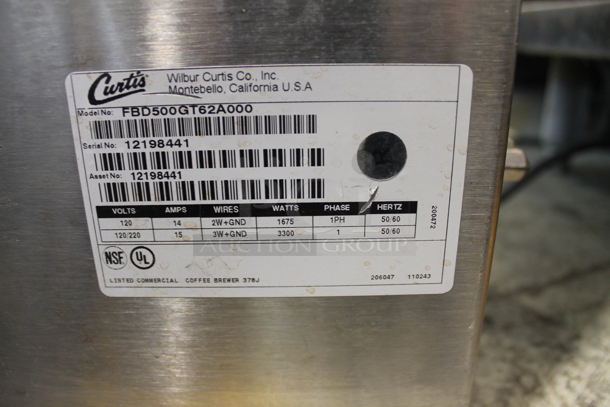 Curtis FBD500GT62A000 Stainless Steel Commercial Coffee Machine w/ Hot Water Dispenser and Poly Brew Basket. 120/220 Volts, 1 Phase. - Image 7 of 7
