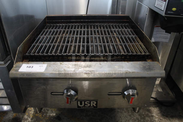 USR Cooking CCB-24 Stainless Steel Commercial Countertop Natural Gas Powered Charbroiler Grill. 60,000 BTU. - Image 1 of 8