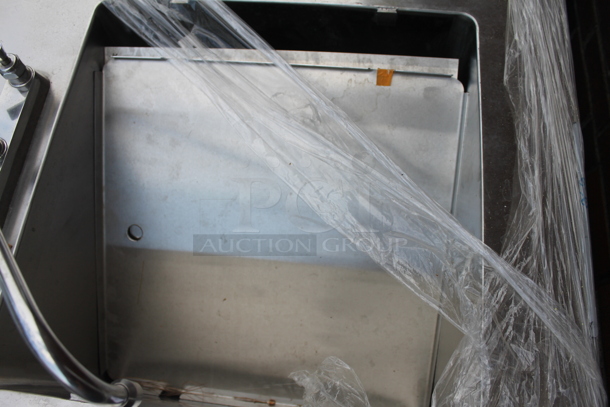 BRAND NEW! Stainless Steel Commercial Table w/ Sink Bay, Faucet, Handles and Under Shelf. - Image 7 of 8