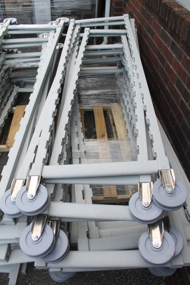 ALL ONE MONEY! PALLET LOT of BRAND NEW! Gray Poly Transport Rack Frames on Commercial Casters. Includes 21x2.5x75 - Image 2 of 5