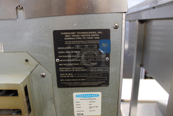 2 2013/2014 Turbochef NGC Stainless Steel Commercial Electric Powered Rapid Cook Ovens on Stainless Steel Equipment Stand w/ Commercial Casters. 208/240 Volts, 1 Phase. 2 Times Your Bid!  - Image 8 of 10