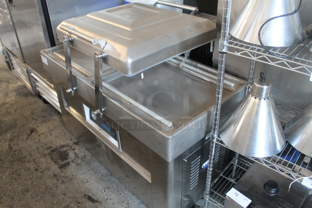DZ500-2SB Metal Commercial Floor Style Electric Powered Double Chamber Vacuum Sealer Packing Machine on Commercial Casters. 220 Volts.  - Image 3 of 5