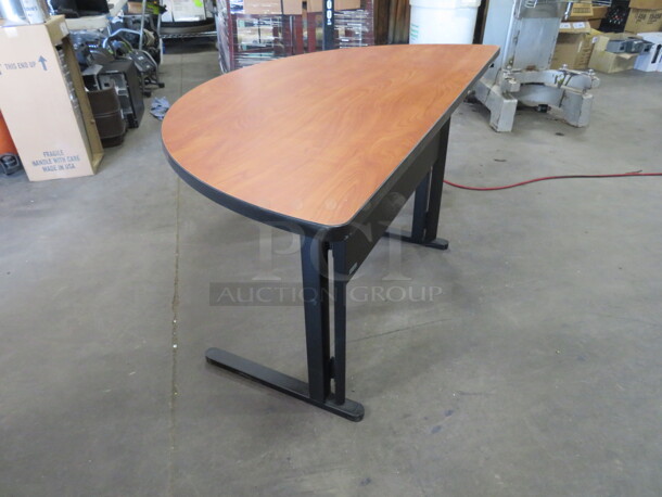 One Half Circle Laminate Folding Serving/Banquet Table. 54X28X29 - Image 2 of 3
