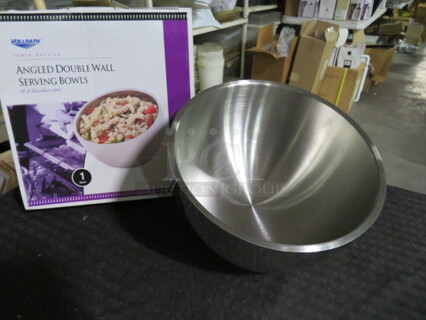 One NEW 32oz Vollrath Angled Double Wall Stainless Steel Serving Bowl. #47650. 