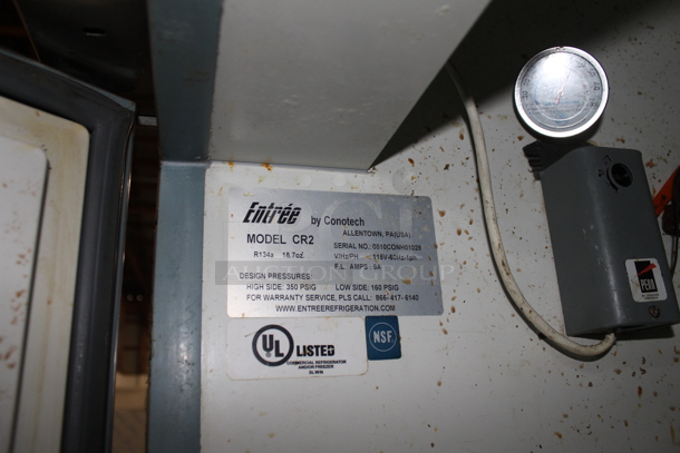 Entree CR2 Stainless Steel Commercial 2 Door Reach In Cooler w/ Poly Coated Racks on Commercial Casters. 115 Volts, 1 Phase. Tested and Working! - Image 8 of 8