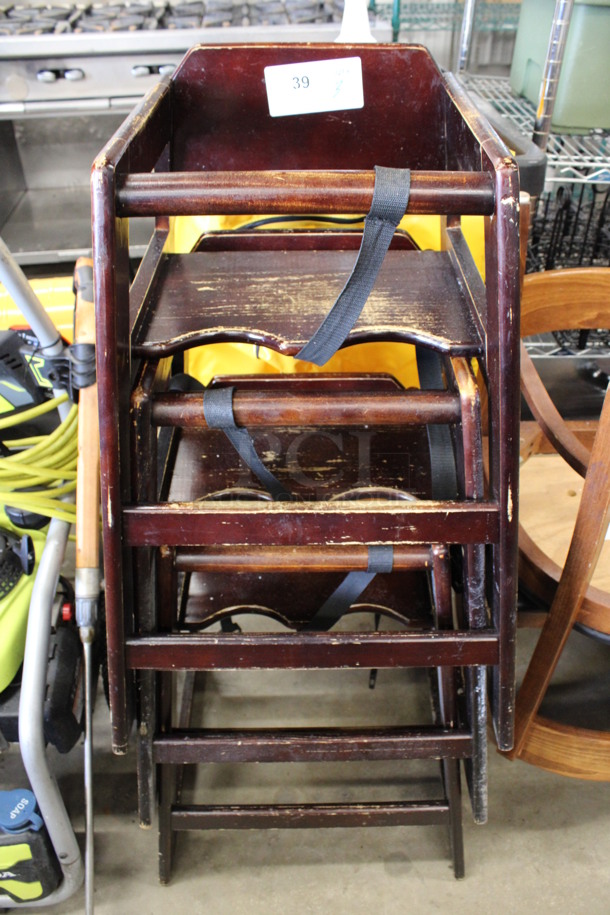 3 Wooden High Chairs. 20x20x29. 3 Times Your Bid!