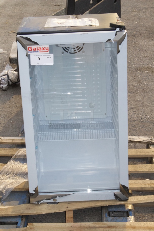 BRAND NEW SCRATCH & DENT! Galaxy CRG-4 Black Countertop Display Refrigerated Merchandiser - 3.5 cu ft. - hinges are broken and unit is dented - Image 2 of 4