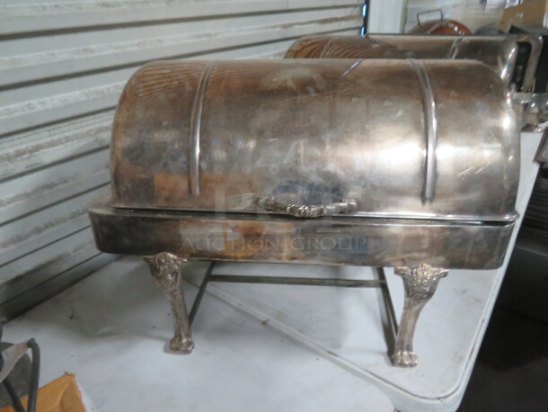 One AWESOME Full Size HEAVY DUTY Silver Plated Roll Top Chafer With Decorative Legs! - Image 1 of 4