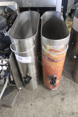 2 Stainless Steel Beverage Holder Dispensers. No Lids. 2 Times Your Bid!