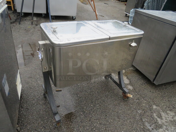 One Stainless Steel Cooler On Casters. 34X15X33 - Image 2 of 2