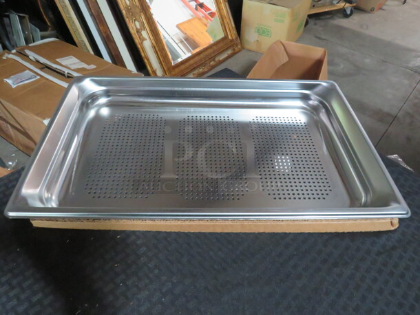One NEW Vollrath Full Size 2.5 Inch Deep Perforated Stainless Steel Food Pan.  #90053.  $41.64. - Image 1 of 1
