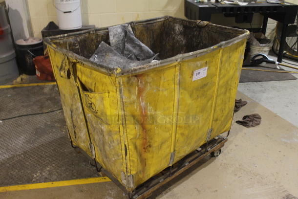 Yellow Laundry Cart on Commercial Casters. - Image 2 of 3