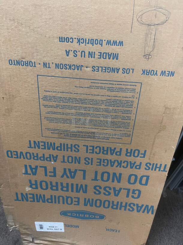 New! Bobrick B-290 1836 24 inch  x 36 inch  Wall-Mounted Mirror with Stainless Steel Welded Frame NSF  - Image 5 of 7