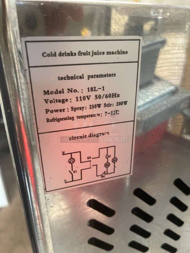 Working! Commercial Drink Dispenser Single Tank Juice Dispenser Cold Drinks NSF 115 Volt Tested and Working!  - Image 7 of 8