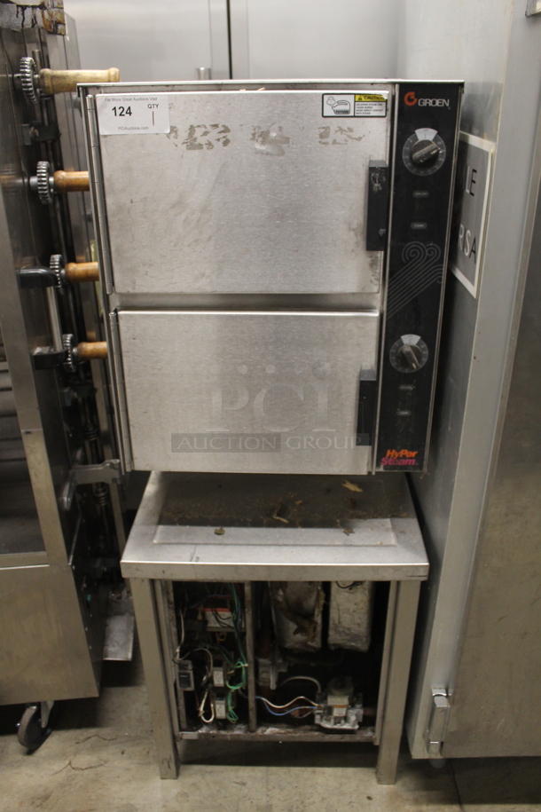 Groen HY-6G Commercial Stainless Steel Natural Gas Double Steamer On Stainless Steel Stand.  - Image 1 of 7