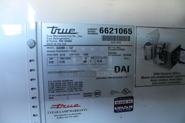 True GDM-12 Metal Commercial Single Door Reach In Cooler Merchandiser w/ Poly Coated Racks. 115 Volts, 1 Phase. Tested and Working! - Image 3 of 4