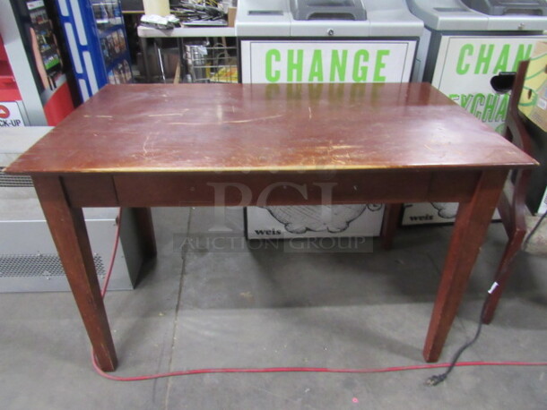 One Solid Wooden Desk/Table With Drawer. 48X28X30.5