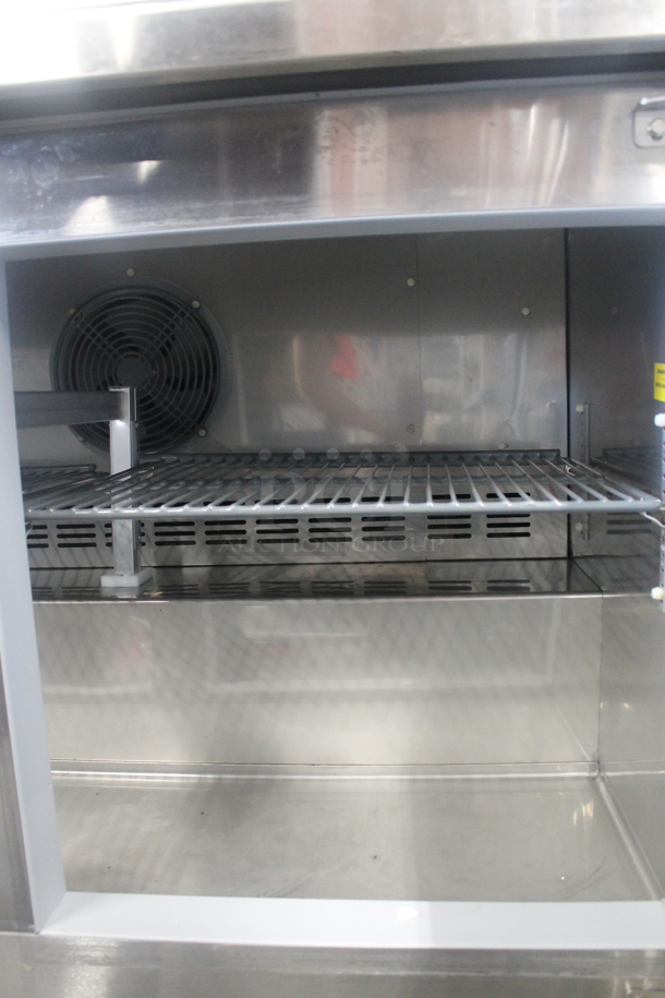 2020 Asber AUTF 48 Stainless Steel Commercial 2 Door Undercounter Cooler on Commercial Casters. 115 Volts, 1 Phase. Tested and Powers On But Does Not Get Cold - Image 6 of 7